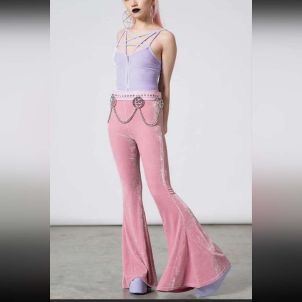 Killstar Moondance super soft velvet pastel goth bellbottoms! fave pants! SOLD - Picture 4 of 8